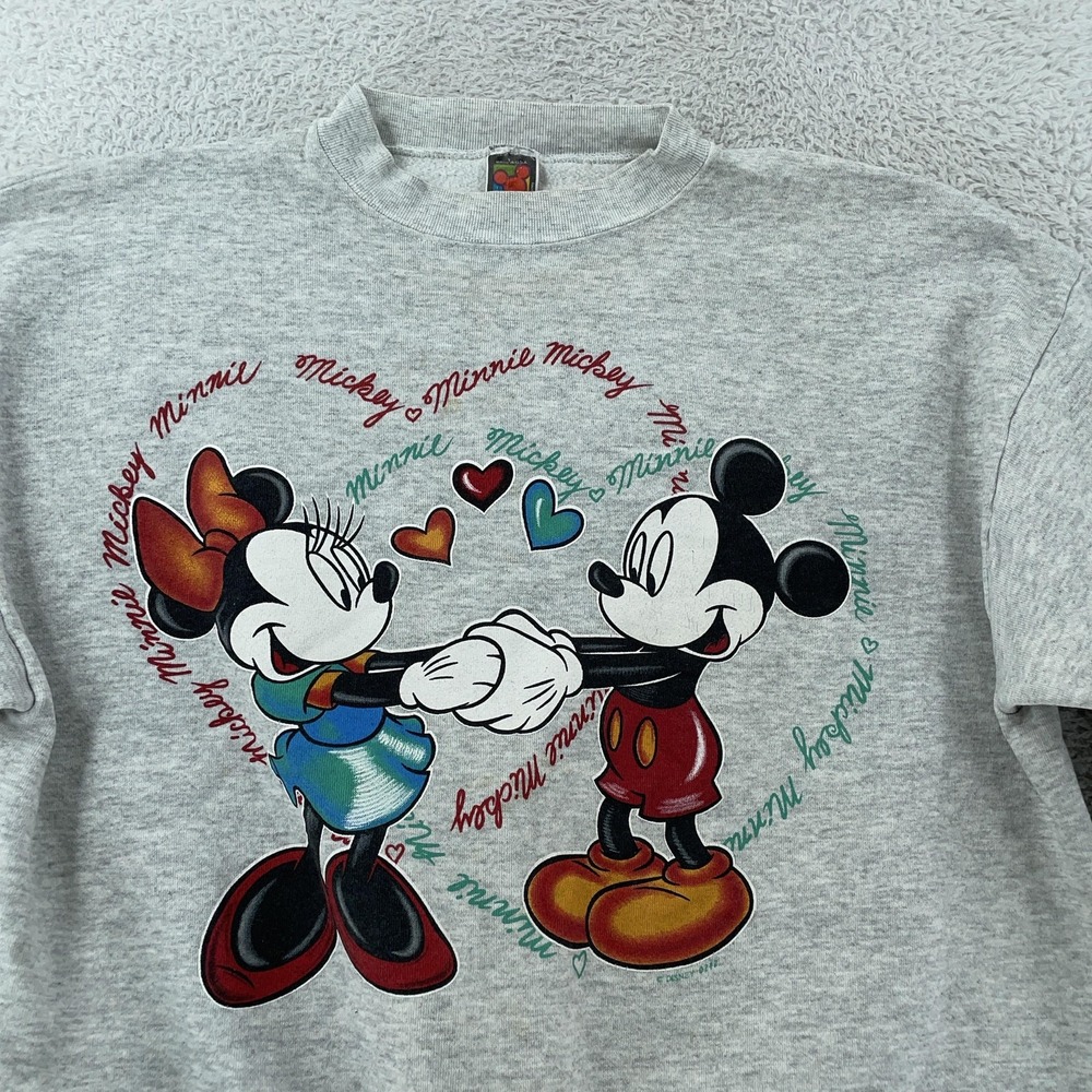 Vintage Disney Mickey Minnie Mouse Sweatshirt Mens Large Crewneck Made USA 90s